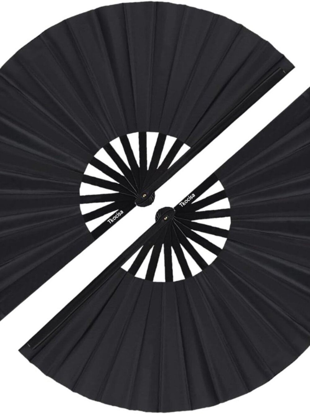 Large Black Folding Fans 2 Pack Nylon Fabric Dance Festival